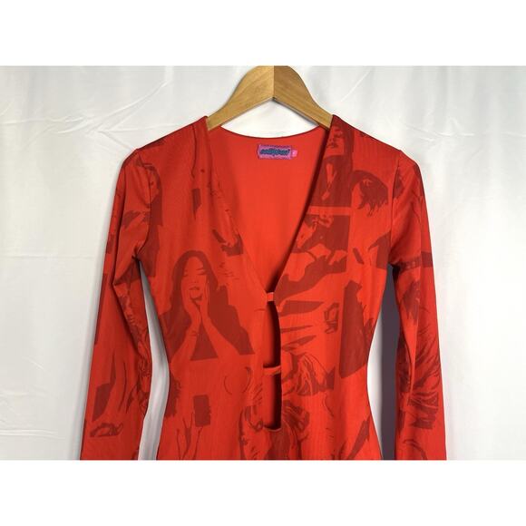 Edikted Dolls Kill Pop Art Girly Goth Red Cutout Bodycon Mini Dress Size S - Picture 3 of 9